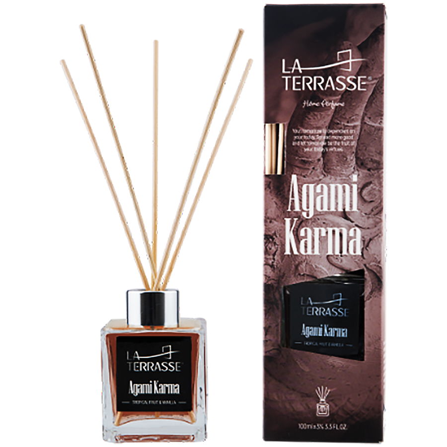 خوشبو کننده آگامی کارما لاتراس (La Terrasse Agami Karma Air Freshener 100ml) لاتراس قهوه ای مکعبی